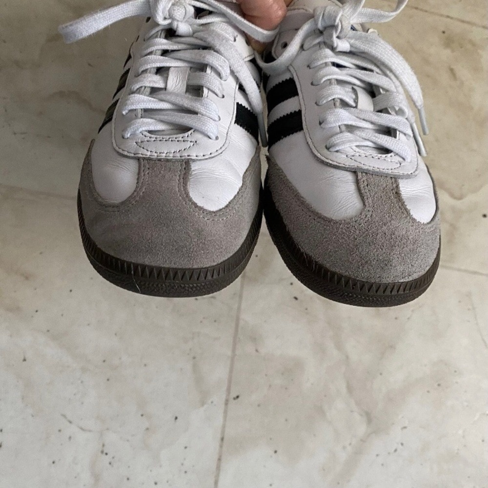 $100 Adidas Samba OG Black White Leather Grey Suede Sneakers Size 6.5 - Picture 9 of 13